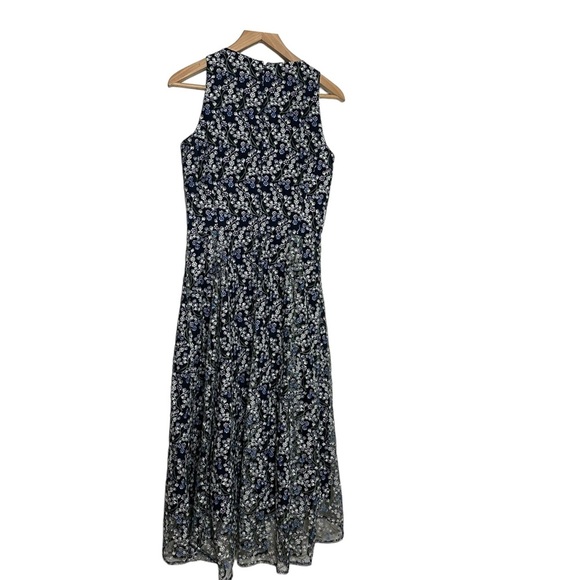 Tahari Womens Navy Blue Floral Embroiled Sleeveless Midi Summer Dress Size 6 - Picture 10 of 11